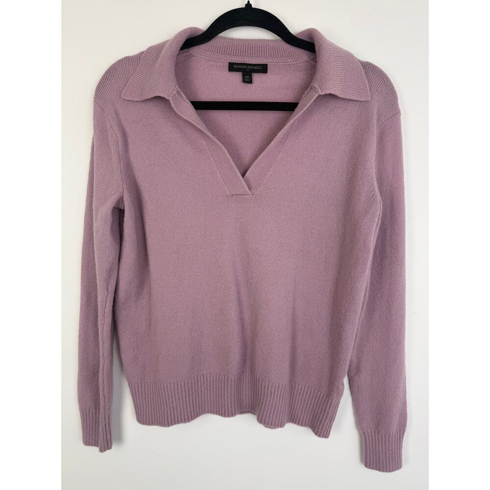 Banana Republic Womens V-Neck Long Sleeve Soft Lightweight Dusty Pink Sweater XS